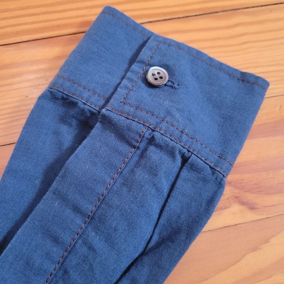 Theory 10 Chambray Blue Skirt Sleeve Tie Button Up Front NEINI D Indigo Linen Bl - Picture 4 of 6